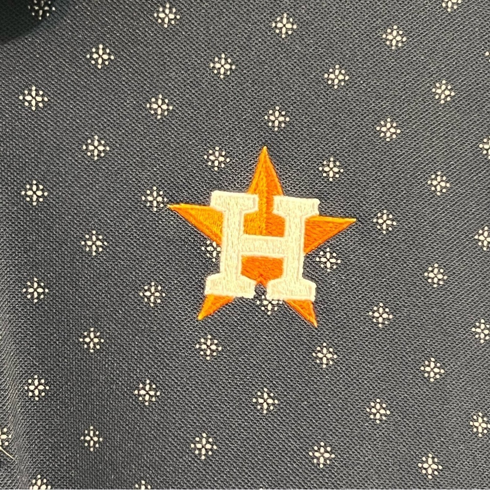Houston Astros Polo Shirt Mens Size 2XB Cutter & Buck Blue Printed Baseball - Picture 3 of 13